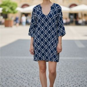 Escapada Navy and White Dress